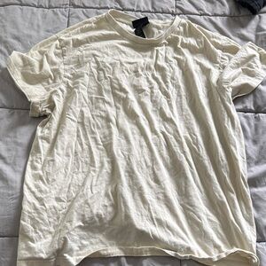 H&M Men's Off-White Short Sleeve Crewneck Tee